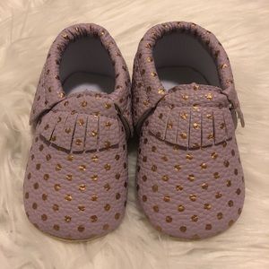 NWOT Lavender and Gold Moccasins